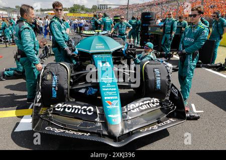 Mogyorod, Ungarn. Juli 2024. Formel 1 großer Preis von Ungarn in Hungaroring, Ungarn. Im Bild: Aston Martin AMR24 von Fernando Alonso (SPA) vor dem Start des Rennens in der Startaufstellung © Piotr Zajac/Alamy Live News Stockfoto