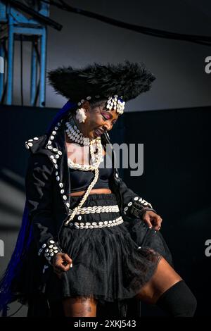 Dobet Gnahoré, Côte d’Ivoire’, Musiker, Vancouver Folk Music Festival, Vancouver, British Columbia, Kanada Stockfoto