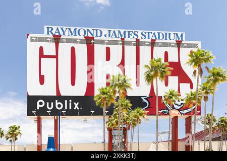 Das Raymond James Stadium ist das Heimstadion der Tampa Bay Buccaneers und der University of South Florida Bulls NCAA. Stockfoto