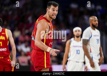 Willy Hernangomez aus Spanien wurde während des Basketball International Freundschaftsspiels zwischen Spanien und Puerto Rico am 23. Juli 2024 im Wizink Center in Madrid gesehen. Stockfoto