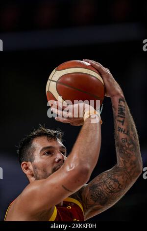 Willy Hernangomez aus Spanien wurde während des Basketball International Freundschaftsspiels zwischen Spanien und Puerto Rico am 23. Juli 2024 im Wizink Center in Madrid gesehen. Stockfoto