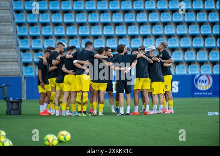 Andorra La Vella, Andorra: 23. Juli 2024: UD Santa Coloma UND Spielerbildung während der zweiten Phase der Qualifikation zur UEFA Champions League 2024 - Stockfoto