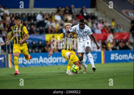 Andorra La Vella, Andorra: 23. Juli 2024: Franculino Dju vom FC Midtjylland in der zweiten Phase der Qualifikation zur UEFA Champions League Stockfoto