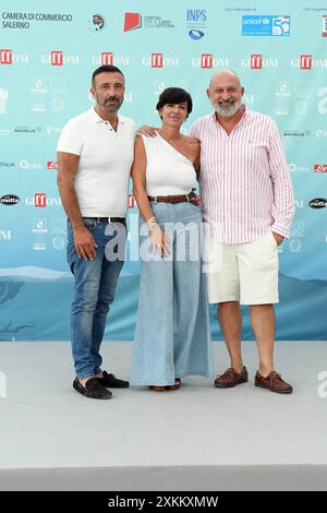 Giffoni Vallepina Giffoni Festival 2024 Fotoruf Gianni Galli Valentina Palumbo Matteo Cassanelli, auf dem Foto: Gianni Galli Valentina Palumbo Matteo Cassanelli Stockfoto