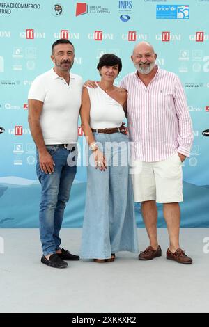 Giffoni Vallepina Giffoni Festival 2024 Fotoruf Gianni Galli Valentina Palumbo Matteo Cassanelli, auf dem Foto: Gianni Galli Valentina Palumbo Matteo Cassanelli Stockfoto