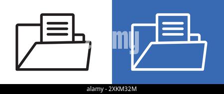 Symbol Archivordner Logo Vektorumrandung in Schwarz-weiß Stock Vektor