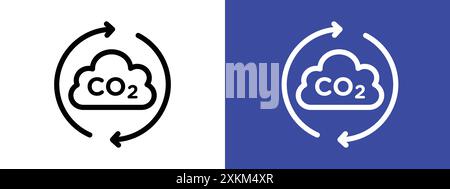 co2 Gas Kohlendioxid Symbol Logo Vektorumrandung in schwarz-weiß Stock Vektor