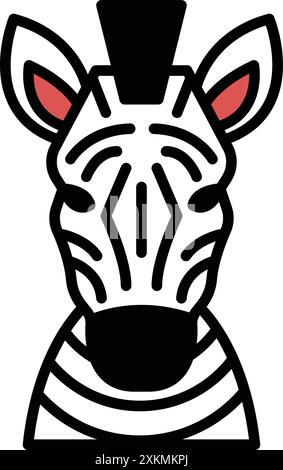 Ein Zebra in Linie Symbol Stil Stock Vektor