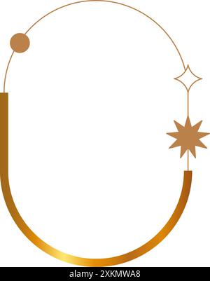 Ovaler, abgerundeter Rahmen, goldener Monoline, ästhetischer Rahmen, modernes Element im Y2K-Stil Stock Vektor
