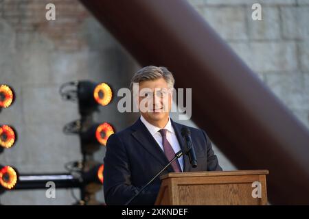 Rost, Deutschland 19. Juli 2024: Kroatisches Sommerfest im Europa Park Rust - 2024 im Bild: Regierungschef Andrej Plenkovic Kroatien Europa Park Baden Württemberg *** Rust, Deutschland 19. Juli 2024 Kroatische Sommerparty im Europa Park Rust 2024 Foto Copyright: XFotostandx/xHettichx Stockfoto