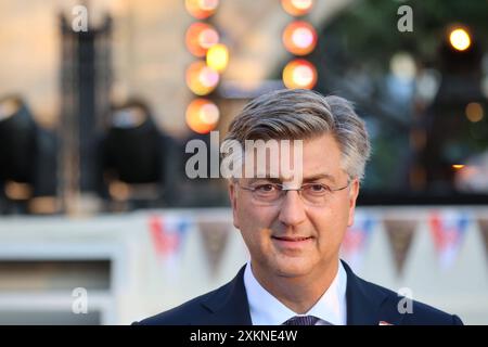 Rost, Deutschland 19. Juli 2024: Kroatisches Sommerfest im Europa Park Rust - 2024 im Bild: Regierungschef Andrej Plenkovic Kroatien Europa Park Baden Württemberg *** Rust, Deutschland 19. Juli 2024 Kroatische Sommerparty im Europa Park Rust 2024 Foto Copyright: XFotostandx/xHettichx Stockfoto