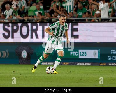 Budapest, Ungarn. Juli 2024. Philippe Rommens von Ferencvarosi TC während der zweiten Qualifikationsrunde der UEFA Champions League im 1. Legspiel zwischen Ferencvaros und den Neuen Heiligen in der Groupama Arena am 23. Juli 2024 in Budapest. Quelle: Laszlo Szirtesi/Alamy Live News Stockfoto