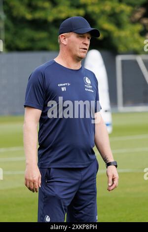 Gent, Belgien. Juli 2024. Gents Cheftrainer Wouter Vrancken wurde am Mittwoch, den 24. Juli 2024, während eines Trainings der belgischen Fußballmannschaft KAA Gent in Gent vorgestellt, um sich auf das Spiel in der 2. Qualifikationsrunde der UEFA Conference League gegen Isländisch Vikingur vorzubereiten. BELGA FOTO KURT DESPLENTER Credit: Belga Nachrichtenagentur/Alamy Live News Stockfoto