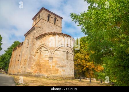 Kirche Nuestra Señora del Valle. Monasterio de Rodilla, Provinz Burgos, Castilla Leon, Spanien. Stockfoto