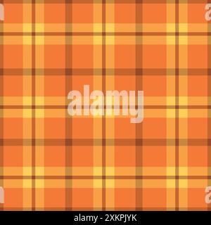 Nahtloses Herbstmuster in Gingham-Schottenmuster in Orange, Gelb und Braun. Für Herbststoffe, Textilien, Tischdecken und Texturen. Stock Vektor