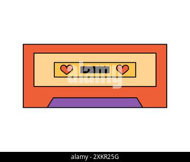 Groovige Retro-Audiokassette für Kassettenrekorder, um Musik-Vektor-Illustration zu hören Stock Vektor