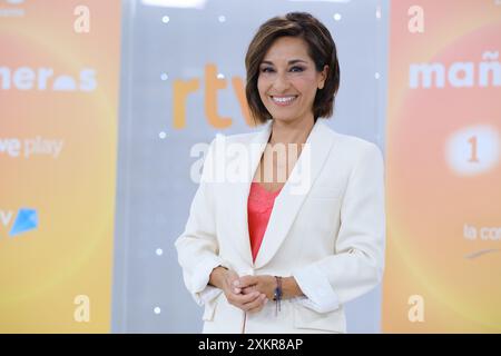 Adela Gonzalez während der Präsentation der RTVE-Fernsehsendung „Mañaneros“ im Hauptquartier von Torrespaña in Madrid, 24. Juli 2024, Spanien Stockfoto