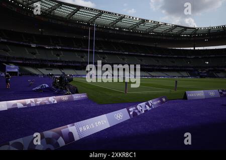 Paris, Frankreich. Juli 2024. Julien Mattia/Le Pictorium - Rugby 7s - Paris 2024 - 24/07/2024 - France/seine Saint Denis/Paris - Illustrationen des Stade de France in den Farben von Paris 2024, am ersten Tag der Olympischen Wettkämpfe, am 24. Juli 2024 Credit: LE PICTORIUM/Alamy Live News Stockfoto