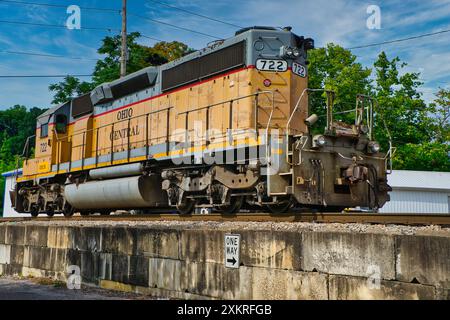 EMD GP7 Lokomotive, die heute im Besitz der Ohio Central in Zanesville Ohio USA 2024 ist Stockfoto