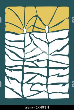 Moderne naive botanisch groovige einfache ästhetische Pflanze. Poster mit Tintenpinsel Kamillenblüten. Stock Vektor