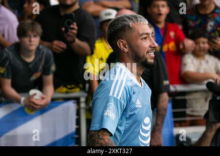 Columbus, Ohio, USA. Juli 2024. FC Cincinnati Mittelfeldspieler Luciano Acosta (10). Die MLS All-Star Challenge findet am Tag vor dem All-Star-Spiel zwischen MLS und Liga MX im Feld Lower.com statt. Quelle: Kindell Buchanan/Alamy Live News Stockfoto