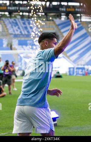 Columbus, Ohio, USA. Juli 2024. Columbus Crew Stürmer Cucho Hernandez (9). Die MLS All-Star Challenge findet am Tag vor dem All-Star-Spiel zwischen MLS und Liga MX im Feld Lower.com statt. Quelle: Kindell Buchanan/Alamy Live News Stockfoto