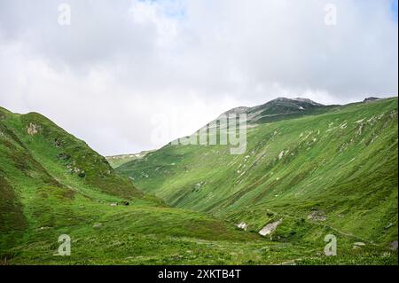 Sommerzeit in den Schweizer Alpen. Eine schöne und friedliche Naturlandschaft im Kanton Wallis nahe dem Nufenpass, Schweiz, Europa Stockfoto