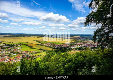 Eine schöne Radtour durch Südthüringen über Wasungen, Walldorf zum Aussichtspunkt an der Hohen Geba in der Rhön - Thüringen - Deutschland Stockfoto