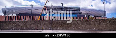 Panorama der Everton Football Clubs neues Stadion wird im Bramley-Moore Dock, Vauxhall, Liverpool gebaut. Stockfoto