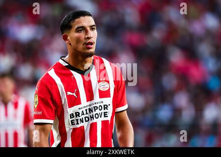 Eindhoven, Niederlande. Juli 2024. EINDHOVEN, 24.07.2024, Philips Stadium, Lichtstadderby Season 2024/2025, PSV - FC Eindhoven, PSV-Spieler Couhaib Driouech während des Spiels PSV - Eindhoven Credit: Pro Shots/Alamy Live News Stockfoto