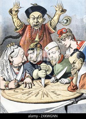 CHINA: DER KUCHEN DER KÖNIGE UND KAISER Cartoon von Henri Meyer erschien im französischen Wochenmagazin Le Petit Journal im Januar 1898 Stockfoto