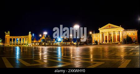 Heldenplatz mit Kolonnade des Millennium Monument Complex und Hall of Art Museum, Budapest, Ungarn Stockfoto