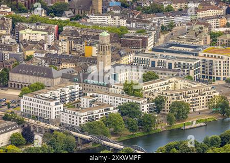 Luftbild, City Stadtzentrum Ruhrpromenade und historisches Rathaus, kleiner Stadthafen, Stadtviadukt und Radschnellweg Ruhr RS1, Fluss Ruhr, Altstadt II, Mülheim an der Ruhr, Ruhrgebiet, Nordrhein-Westfalen, Deutschland ACHTUNGxMINDESTHONORARx60xEURO *** Luftbild, Stadtzentrum Ruhrpromenade und historisches Rathaus, kleiner Stadthafen, Stadtviadukt und Radautobahn Ruhr, RS1, Altstadt Mülheim an der Ruhr, Ruhrgebiet, Nordrhein-Westfalen, Deutschland ATTENTIONxMINDESTHONORARx60xEURO Stockfoto