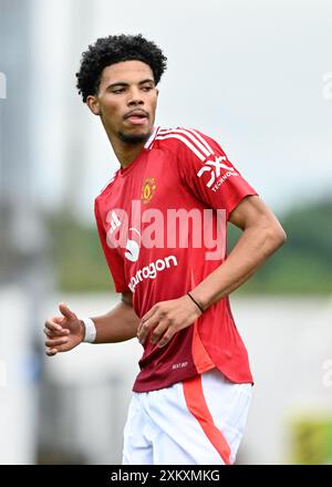 Chester, Großbritannien. Juli 2024. Ethan Williams von Manchester United während des Vorbereitungsspiels Chester gegen Manchester United im Deva Stadium, Chester, Vereinigtes Königreich, 24. Juli 2024 (Foto: Cody Froggatt/News Images) in Chester, Vereinigtes Königreich am 24. Juli 2024. (Foto: Cody Froggatt/News Images/SIPA USA) Credit: SIPA USA/Alamy Live News Stockfoto