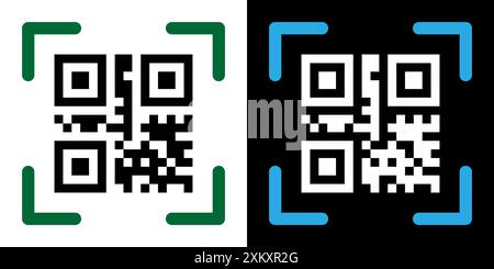 Falsche QR-Code-Scan-Me-Vektorillustration. Stock Vektor