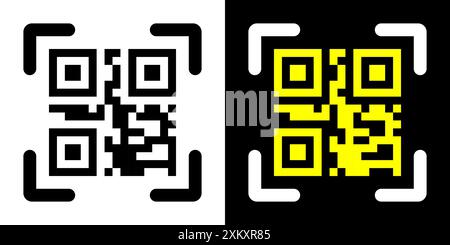 Falsche QR-Code-Scan-Me-Vektorillustration. Stock Vektor
