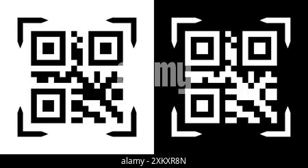 Falsche QR-Code-Scan-Me-Vektorillustration. Stock Vektor