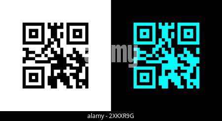 Falsche QR-Code-Scan-Me-Vektorillustration. Stock Vektor