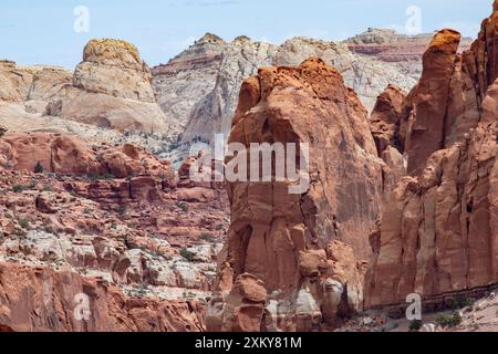 Canyon Walls vom Chimney Rock Trail, Capitol Reef National Park, Utah Stockfoto