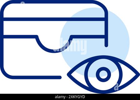 Kartenetui und Auge. Aktivieren der Sichtbarkeit von Finanzinformationen. Sichere Transaktion und Authentifizierung. Symbol für Pixelperfekte, bearbeitbare Kontur Stock Vektor