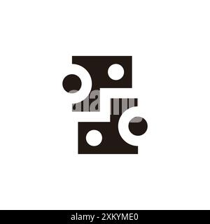 Buchstabe pd Kreise geometrisches Mosaik einfacher Logo-Vektor Stock Vektor