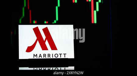 Garham, Deutschland. Juli 2024. In dieser Abbildung ist das Logo von Marriott International, Inc. Auf einem Tablet zu sehen. Quelle: SOPA Images Limited/Alamy Live News Stockfoto