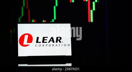 Garham, Deutschland. Juli 2024. In dieser Fotoabbildung wird das Lear Corporation Logo auf einem Tablet angezeigt. Quelle: SOPA Images Limited/Alamy Live News Stockfoto