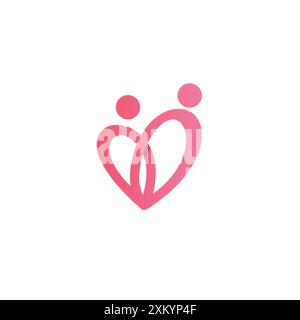 Love People Logo-Vektor. Herz-Mensch-Symbol. Mutter- und Kind-Logo Stock Vektor