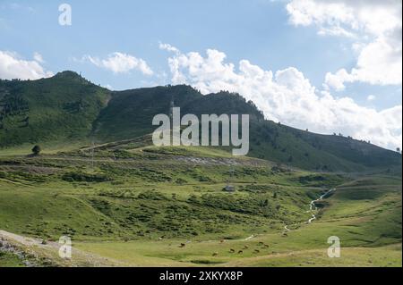 Puerto de la Bonaigua in Alt Aneu, Pallars, übertrifft Sorpe Paseo, Katalonien. Stockfoto