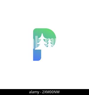 Letter P Pine Logo Vektor. Piniensymbol Stock Vektor