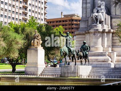 Die Steinskulptur von Miguel de Cervantes Stockfoto