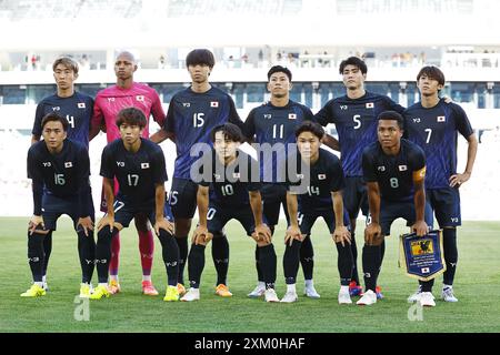 Bordeaux, Frankreich. Juli 2024. Japan Team Group Line-up (JPN) Fußball/Fußball : Paris 2024 Olympische Spiele Männer Fußball Gruppe D Spiel zwischen Japan 5-0 Paraguay im Stade de Bordeaux in Bordeaux, Frankreich . Quelle: Mutsu Kawamori/AFLO/Alamy Live News Stockfoto