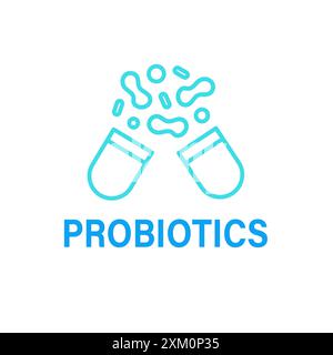 Probiotika Bakterien Logo Design Umrisssymbol Stock Vektor