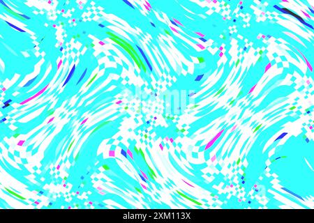 Digitale Effekte. Stoffmuster. Buntes Muster. Stoffdrucke, Muster, Textildrucke, Bekleidungsmuster, bunte Linien, Textildruck, Textil Stockfoto